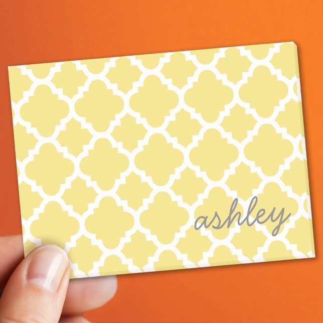 Gelbes Quatrefolienmuster mit Personalisiertem Nam Post-it Klebezettel (Custom Post It Note Pad)
