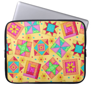 Gelbes Quilt Blockkunstschläfchen Laptopschutzhülle