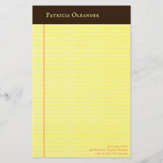 Gelbes Rechtspad dunkelbraune Bindung Briefpapier