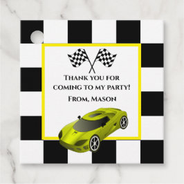 Gelbes Rennwagen | KINDERGEBURTSTAG PARTY Geschenkanhänger