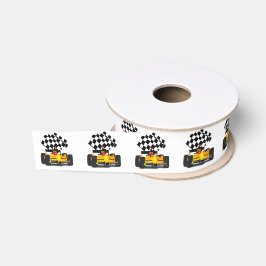 Gelbes Rennwagen mit Checkbox Ripsband