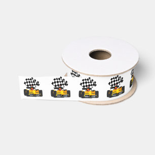 Gelbes Rennwagen mit Checkbox Ripsband