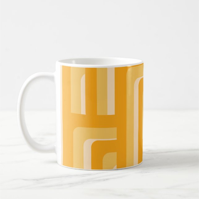Gelbes Retro geometrisches Muster Kaffeetasse (Links)