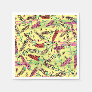gelbes, rosa und rotes Muster Serviette