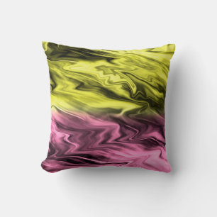 Gelbes rosa, unscharfes Marmormuster Kissen