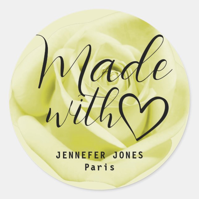 Gelbes Rose, einfach Minimalistisch, mit Herzklopf Runder Aufkleber (Vorderseite)