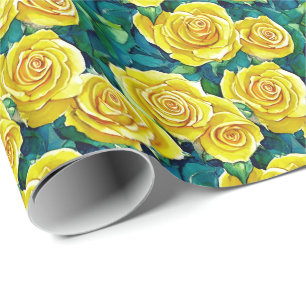 Gelbes Rose Muster Geschenkpapier