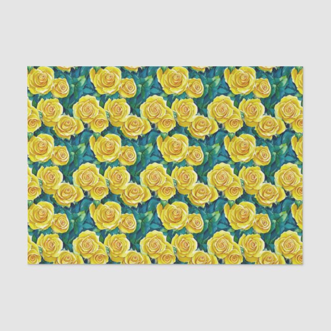 Gelbes Rose Muster Seidenpapier (Vorderseite)