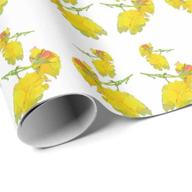 Gelbes Rosengewebe. Geschenkpapier (Rolleneckpunkt)