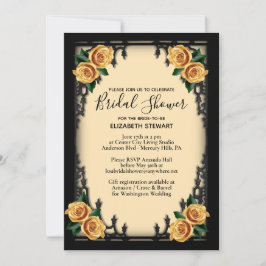 Gelbes Rosengotik-Brautparty Einladung