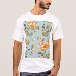 Gelbes Roses blaues Hintergrundbild T-Shirt