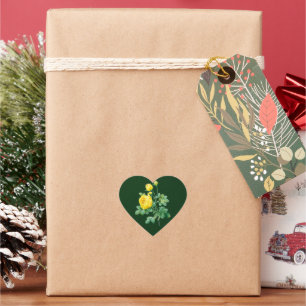 Gelbes Rost und Rosenknospe Herz-Aufkleber