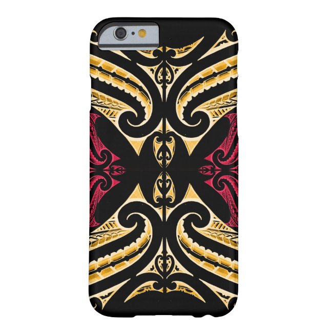 Gelbes rotes Stammes- Maori- tatau, das polytat Case-Mate iPhone Hülle (Rückseite)
