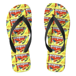 gelbes rotes Unterwassermeerjungfraulogo Flip Flops