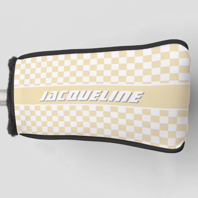 Gelbes Schachbrettmuster Golf Headcover (Vorderseite)