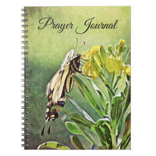 Gelbes Schmetterling-Natur-Kunst-Gebetbuch Notizblock