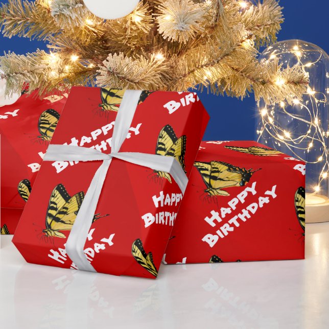 Gelbes Schmetterlingspapier Geschenkpapier (Feiertage)