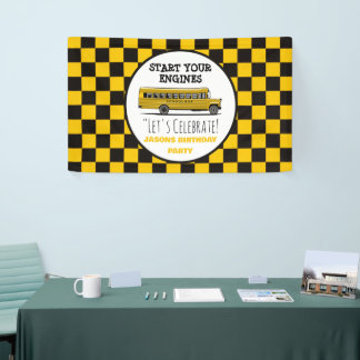 Gelbes Schulbus-Stopp-Schild Jungen Geburtstag Banner