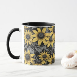 Gelbes schwarz-Mit Augen Susan-Blume-Muster Tasse