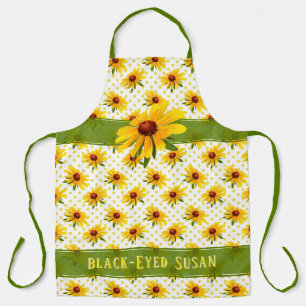 Gelbes schwarz-mit Augen Susan Floral Foto Polka-D Schürze