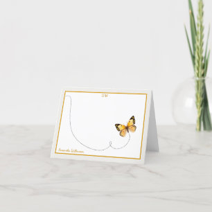 Gelbes Schwarz-Orange Dot Butterfly Monogramm gekl Dankeskarte