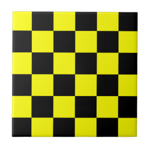 Gelbes Schwarz-Schachbrettmuster Fliese