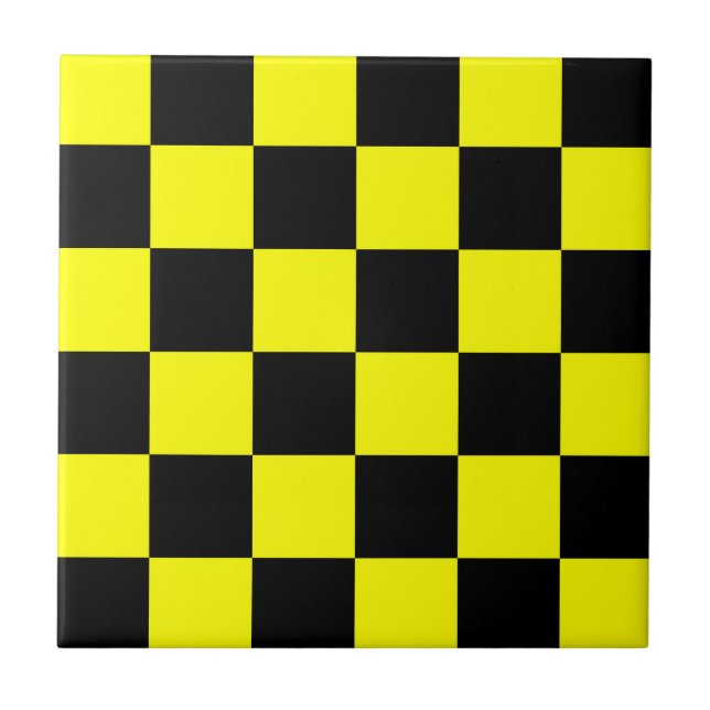 Gelbes Schwarz-Schachbrettmuster Fliese (Vorderseite)