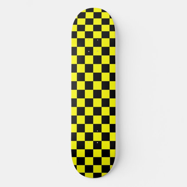 Gelbes Schwarz-Schachbrettmuster Skateboard (Vorderseite)