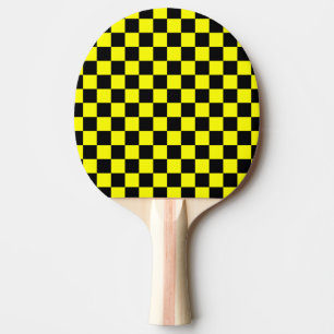 Gelbes Schwarz-Schachbrettmuster Tischtennis Schläger