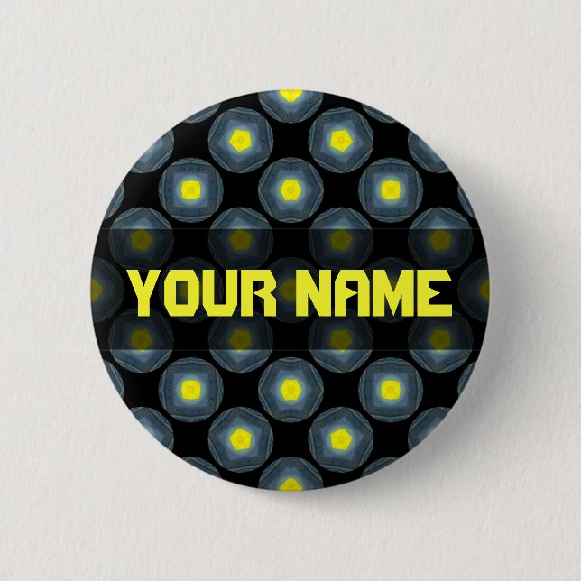 gelbes schwarzes Muster Button (Vorderseite)