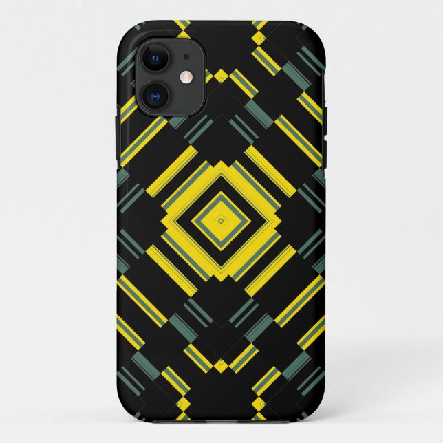 Gelbes schwarzes Muster Retro Art Design 2 Case-Mate iPhone Hülle (Rückseite)