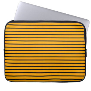 Gelbes schwarzes Retro-Streifenmuster Laptopschutzhülle