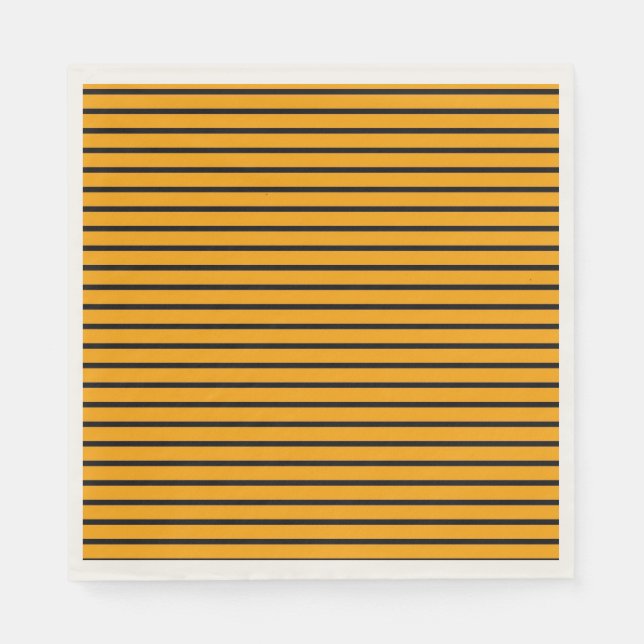 Gelbes schwarzes Retro-Streifenmuster Serviette (Vorderseite)