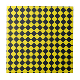 Gelbes schwarzes Schachbrett Diamantmuster Fliese
