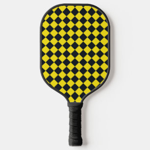 Gelbes schwarzes Schachbrett Diamantmuster Pickleball Schläger