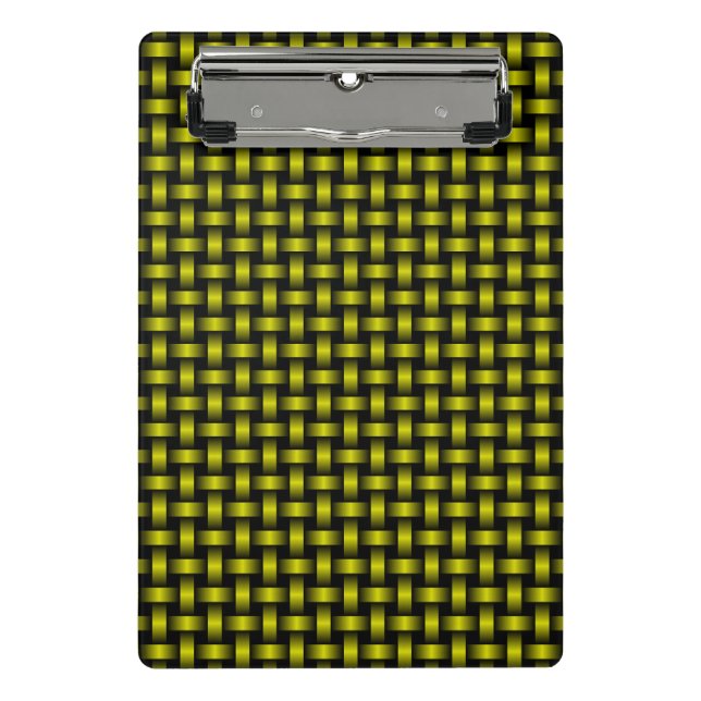 Gelbes Schwarzes Weave-Muster Mini Klemmbrett (Vorderseite)