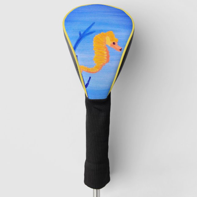 Gelbes Seepferd Golf Headcover (Vorderseite)