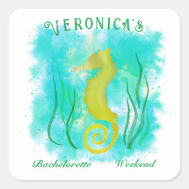 Gelbes Seepferd unter dem Meer Quadratischer Aufkleber