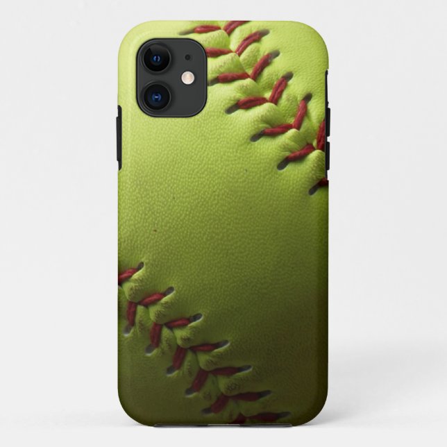 Gelbes Softball-Schwarzes verblassen Case-Mate iPhone Hülle (Rückseite)
