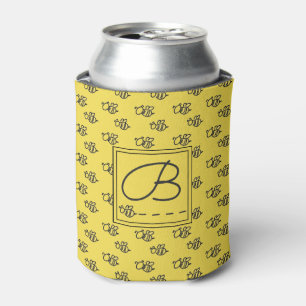 Gelbes Sommer-Bienen-Monogramm-Muster Dosenkühler