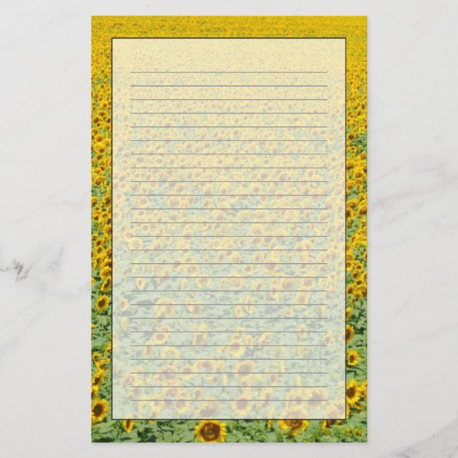 Gelbes Sonnenblume-Feld Briefpapier (Vorderseite)