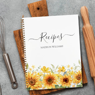 Gelbes Sonnenblumen-Familien-Rezept-Kochbuch Notizbuch