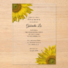 Gelbes SonnenblumenBrautparty Acryleinladungen