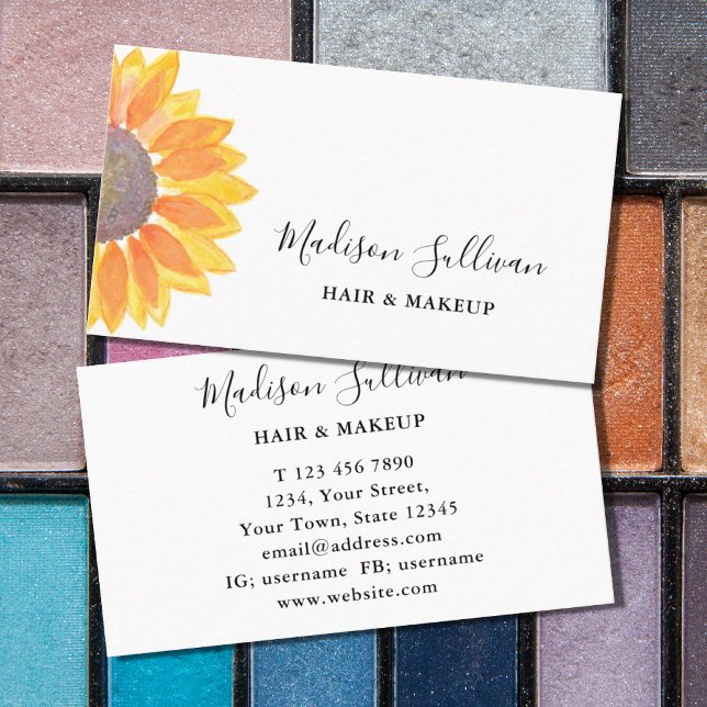 Gelbes Sonnenblumenhaar und Makeup-Visitenkarte Visitenkarte (Von Creator hochgeladen)