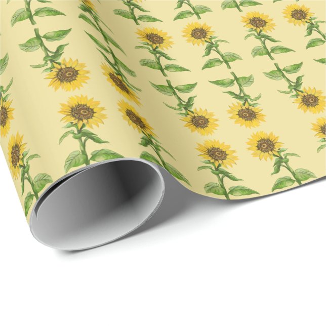 Gelbes Sonnenblumenpapier Geschenkpapier (Rolleneckpunkt)