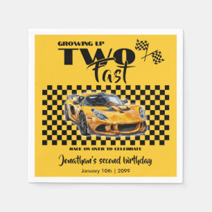 Gelbes Sportwagen bis zum 2. Geburtstag Serviette