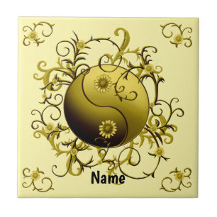 Gelbes Stammes Yin Yang Fliese