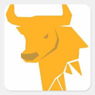 Gelbes Stier-Silhouette-Aufkleber Mutiges Sternz Quadratischer Aufkleber