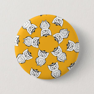 Gelbes Süße Tier Muster Cartoon Owl Muster Button