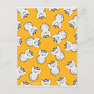 Gelbes Süße Tier Muster Cartoon Owl Muster Postkarte